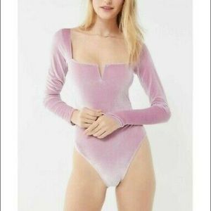 NWOT urban outfitters pink velour bodysuit
